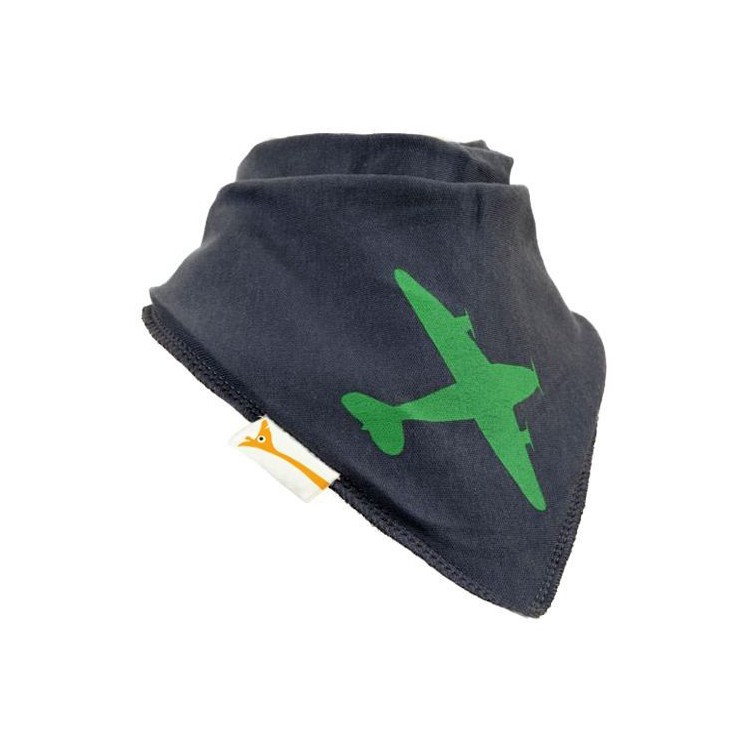 Bavoir FG avion vert sur gris