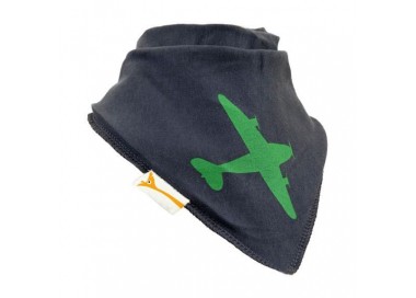 Bavoir FG avion vert sur gris