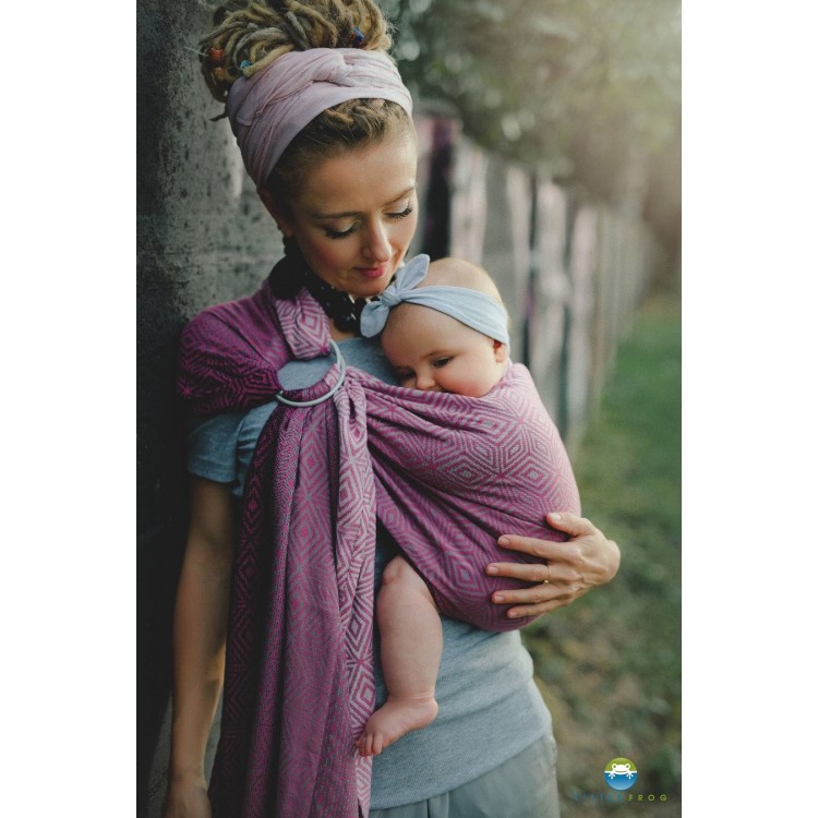 Sling Little Frog Jacquard Peony Cube 1m70 tencel et coton Sling Little Frog Jacquard Peony Cube 1m70 tencel et coton