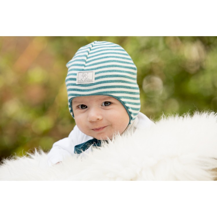 Bonnet Radler laine/soie turquoise/nature 40 et 42