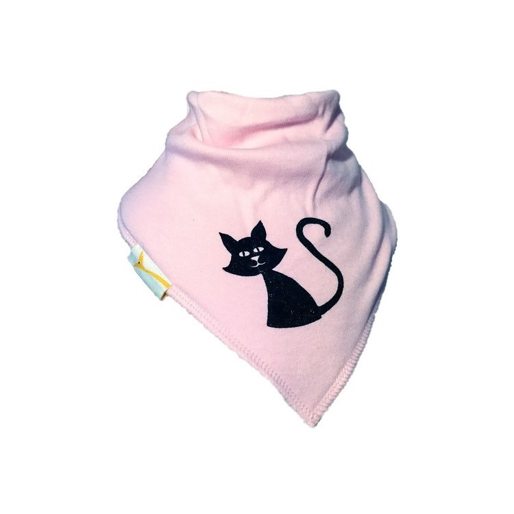 Bavoir FG chat noir en rose