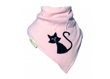 Bavoir FG chat noir en rose