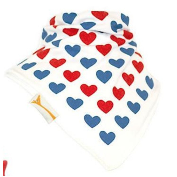 Bavoir FG coeurs rouges et bleus sur blanc Bavoir FG coeurs rouges et bleus sur blanc