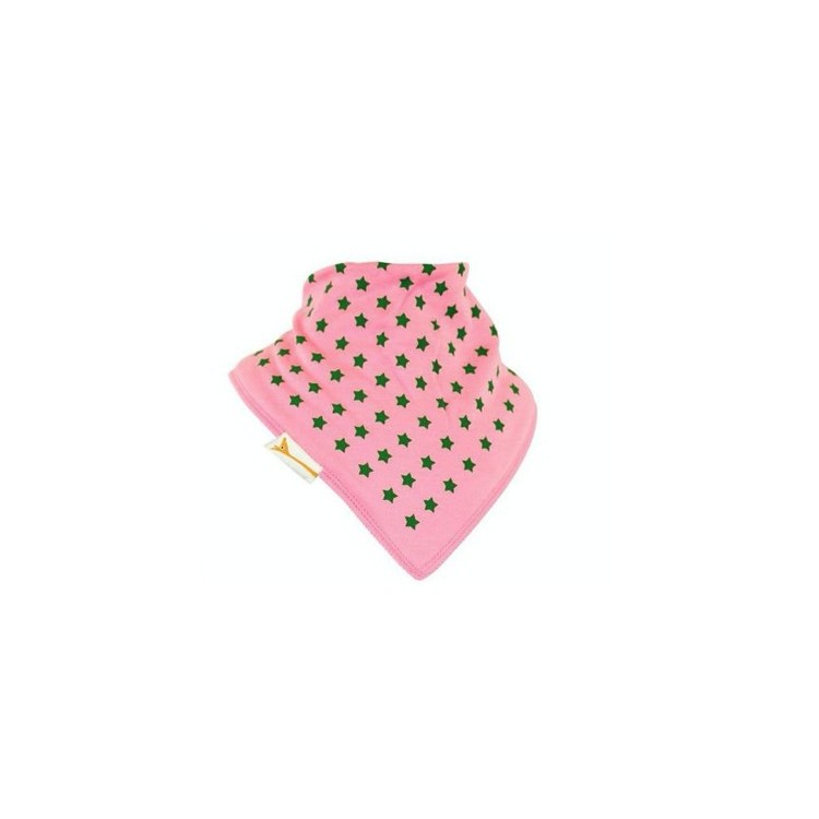 Bavoir FG étoiles vertes pâles sur rose Bavoir FG étoiles vertes pâles sur rose