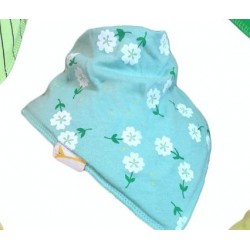 Bavoir FG fleurs sur turquoise