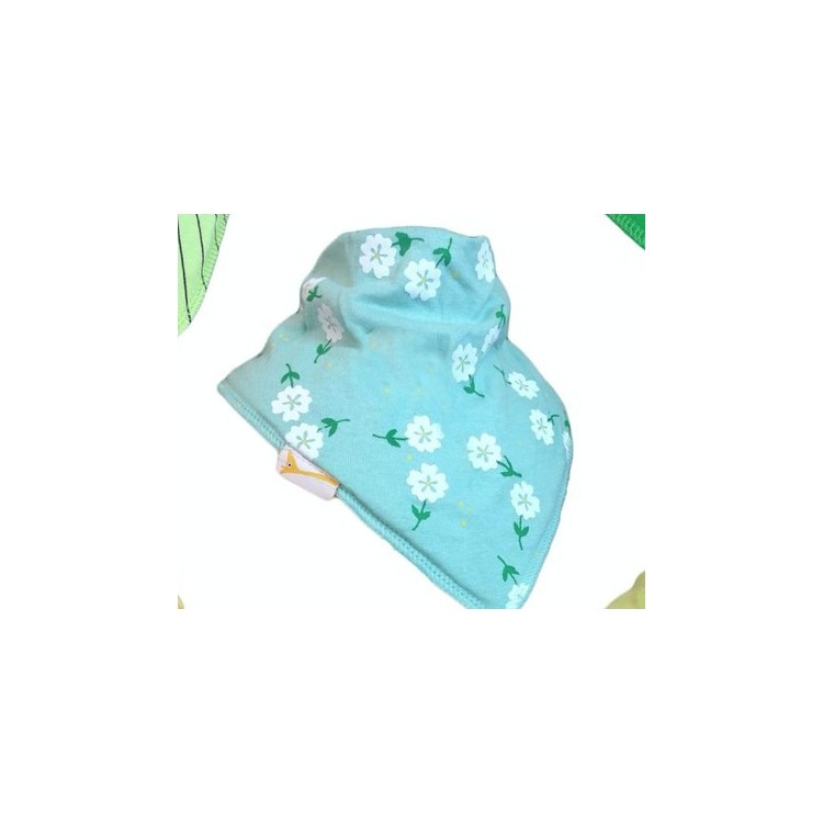 Bavoir FG fleurs sur turquoise