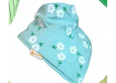 Bavoir FG fleurs sur turquoise