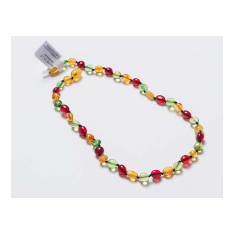 Collier d'ambre nuggets mix 4 couleurs Collier d'ambre nuggets mix 4 couleurs