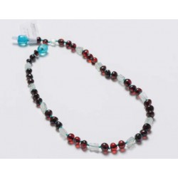 Collier d'ambre nuggets cerise et bleu