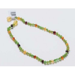 Collier d'ambre vert, jaune, bruns mat