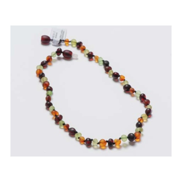 Collier d'ambre vert, jaune et brun mat Collier d'ambre vert, jaune et brun mat
