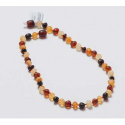 Collier d'ambre cerise et cognac clair et foncé mat