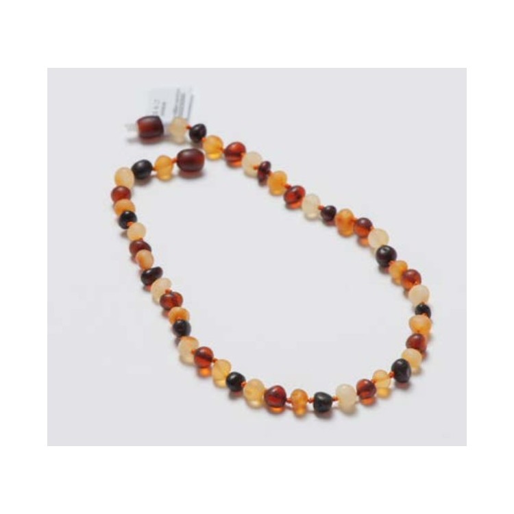 Collier d'ambre cerise et cognac clair et foncé mat