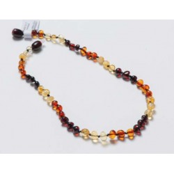 Collier d'ambre citron, cognac et cerise