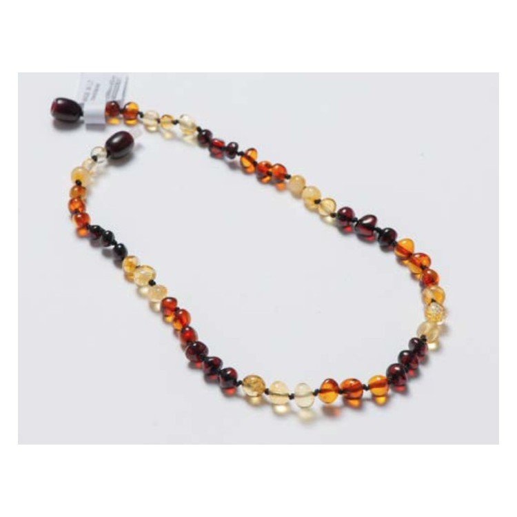 Collier d'ambre citron, cognac et cerise