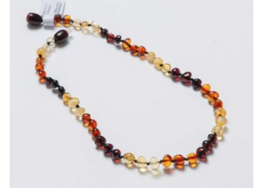 Collier d'ambre citron, cognac et cerise