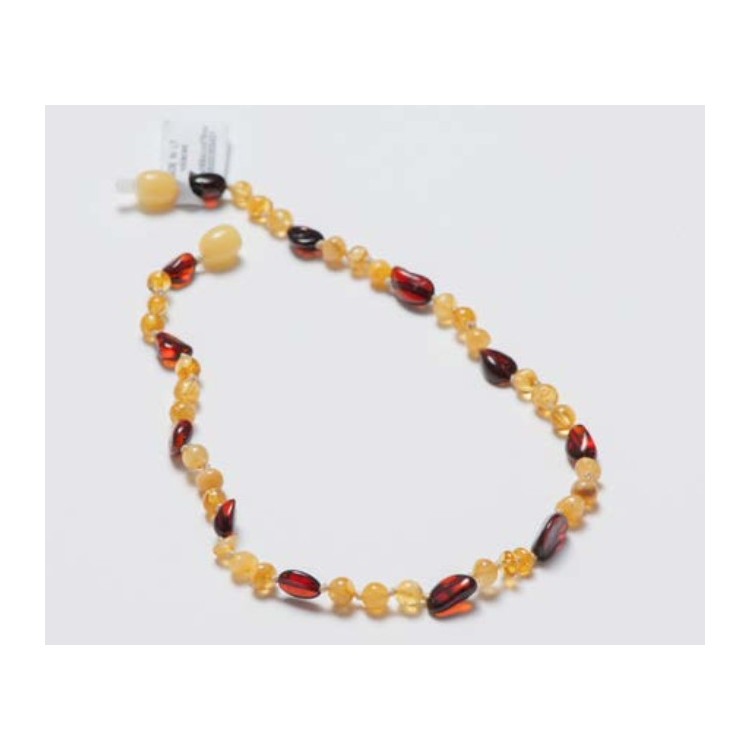 Collier d'ambre cerise et citron opaque Collier d'ambre cerise et citron opaque
