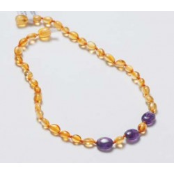 Collier d'ambre citron et violet