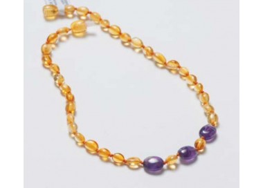 Collier d'ambre citron et violet