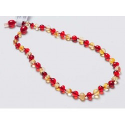 Collier d'ambre citron et rouge