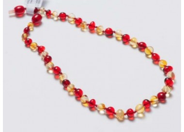 Collier d'ambre citron et rouge