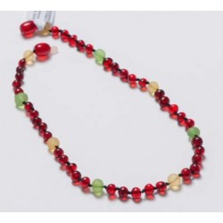 Collier d'ambre rouge, jaune et vert