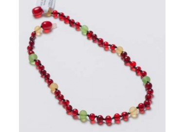 Collier d'ambre rouge, jaune et vert