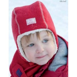 Bonnet Radler laine/soie rayé nature-baie
