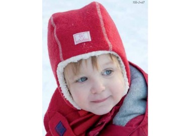 Bonnet Jan en polaire de laine rouge