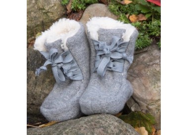 Chaussons/Bottines en laine gris