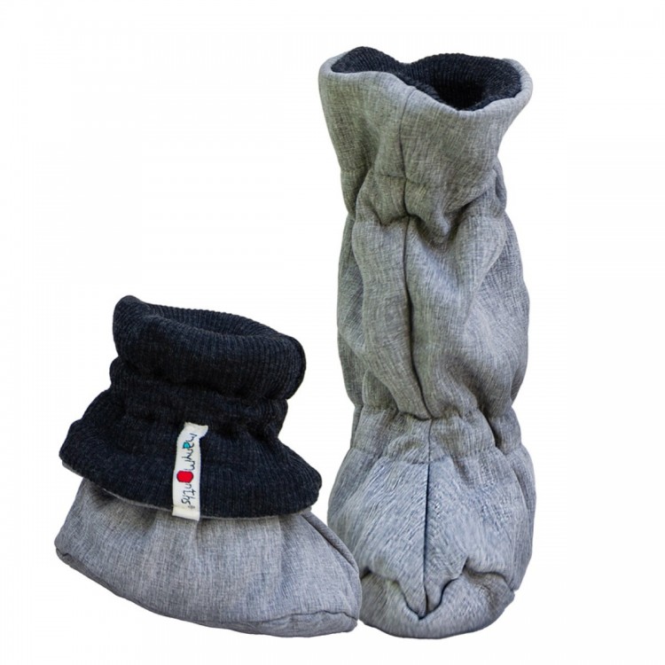 Chaussons ManyMonths ajustables en laine et softshell foggy black/heather grey
